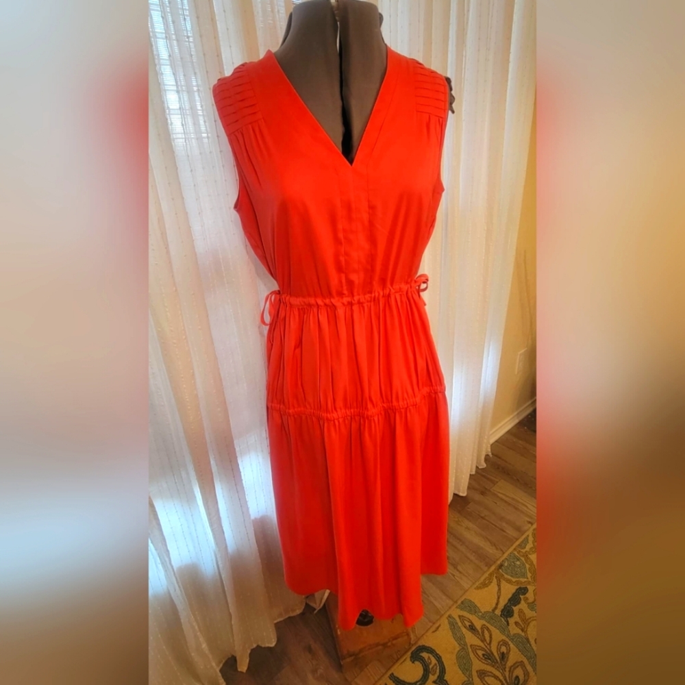 DKNY midi [poly]crepe de chine dress size fits 12-14
